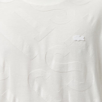 Lacoste Erkek Bisiklet Yaka Desenli Beyaz T-shirt