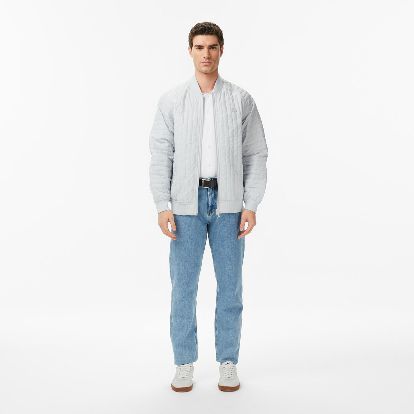 Lacoste Erkek Relaxed Fit Fermuarlı Gri Bomber Ceket