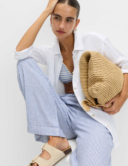 Wide Leg Keten Pantolon