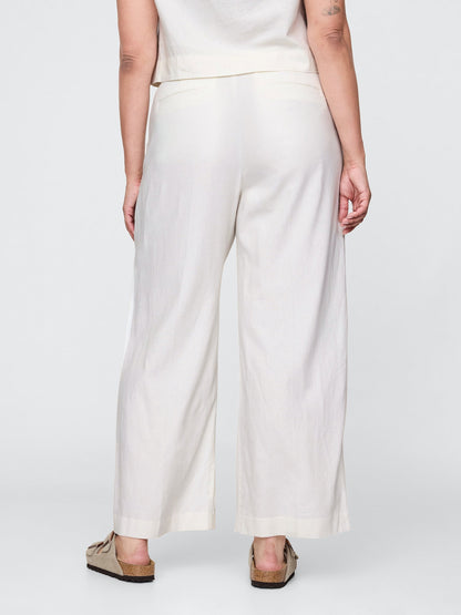 Beyaz 365 Low Rise Keten Karışımlı Pantolon