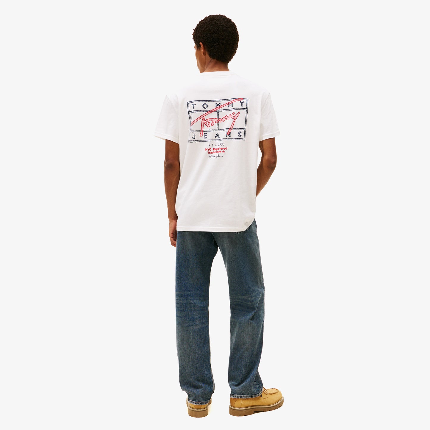 Tommy Hilfiger Regular Sign Spray Erkek Beyaz T-shirt