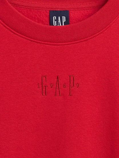 Kırmızı Logo Crop Sweatshirt