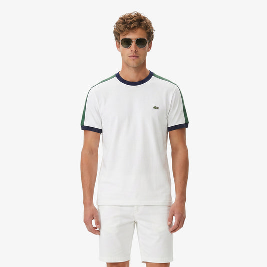Lacoste Regular Fit Bisiklet Yaka Renk Bloklu Erkek Beyaz T-shirt