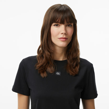 Calvin Klein Woven Label Classic Fit Kadın Siyah T-shirt
