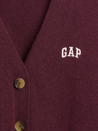 Mor 100% Pamuk Oversized Gap Logo Triko Hırka