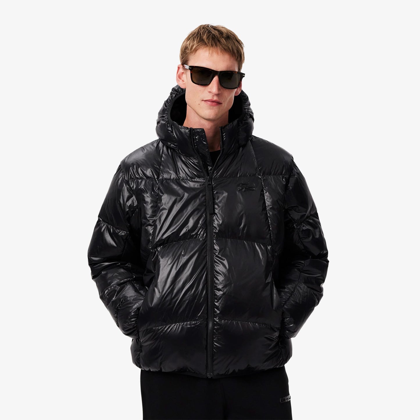 Lacoste Erkek Relaxed Fit Kapüşonlu Siyah Mont