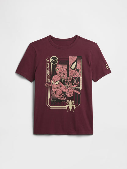 Bordo Marvel Spider-man Grafik Baskılı T-shirt