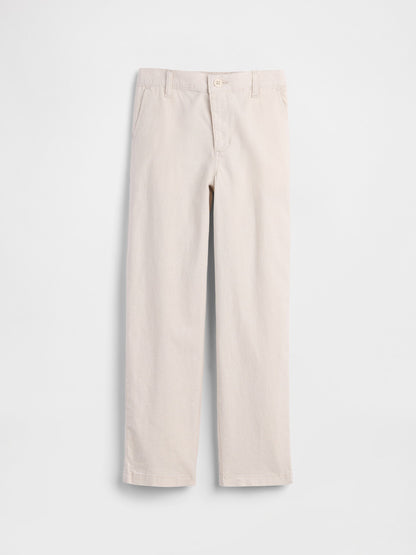 Ekru Relaxed Keten Karışımlı Pantolon