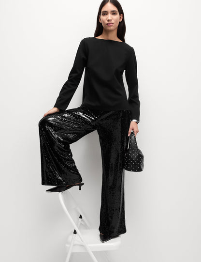 Payetli Wide Leg Pantolon