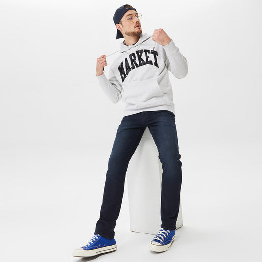 Market Chess Club Applique Fleece Erkek Beyaz Hoodie