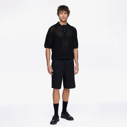 Les Benjamins Classic Knit 405 Erkek Siyah Polo