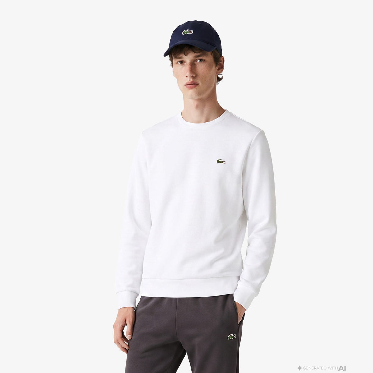 Lacoste Classic Fit Erkek Krem Sweatshirt