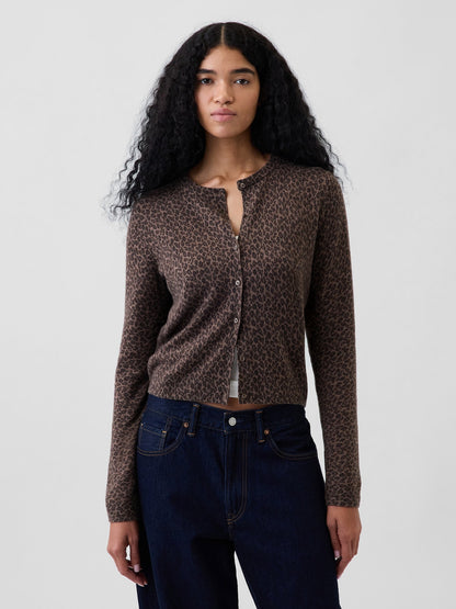 Kahverengi Cashsoft Crop Hırka