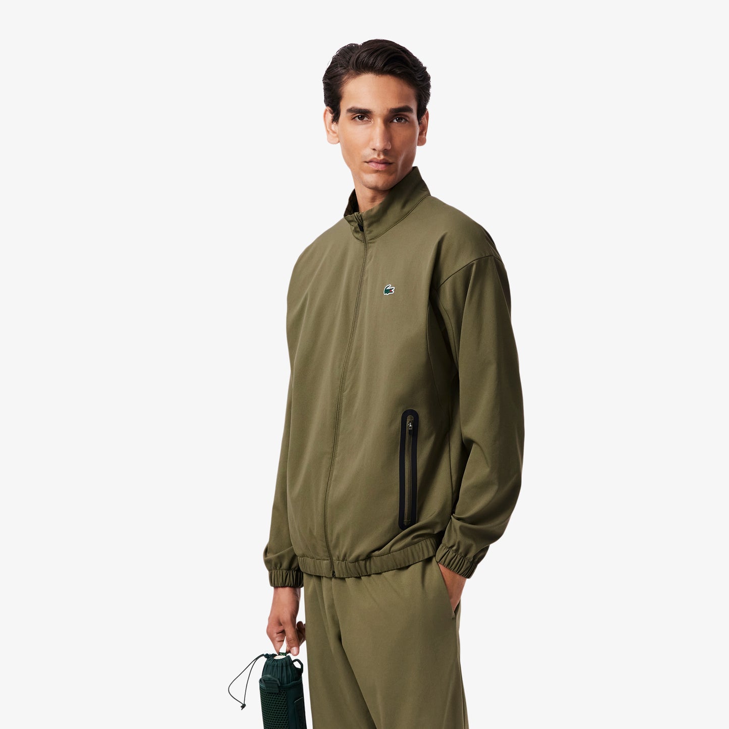 Lacoste Erkek Regular Fit Fermuarlı Baskılı Haki Eşofman Takımı