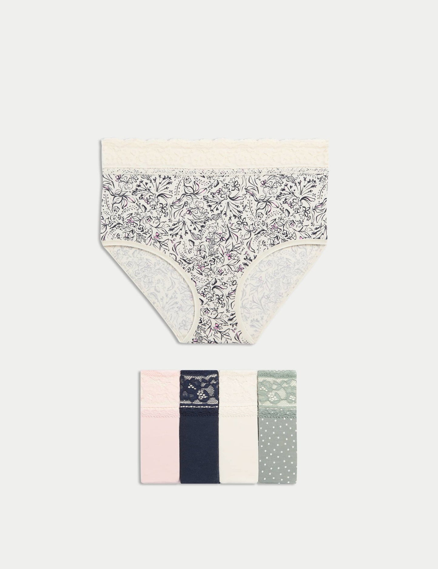 5'li Dantel Detaylı Full Brief Külot Seti