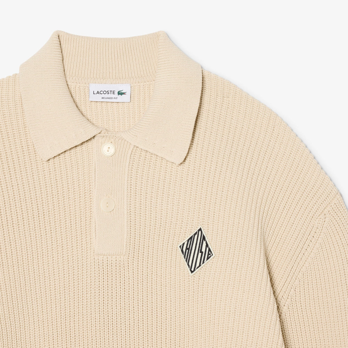 Lacoste Erkek Relaxed Fit Polo Yaka Bej Kazak