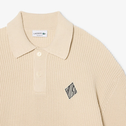 Lacoste Erkek Relaxed Fit Polo Yaka Bej Kazak
