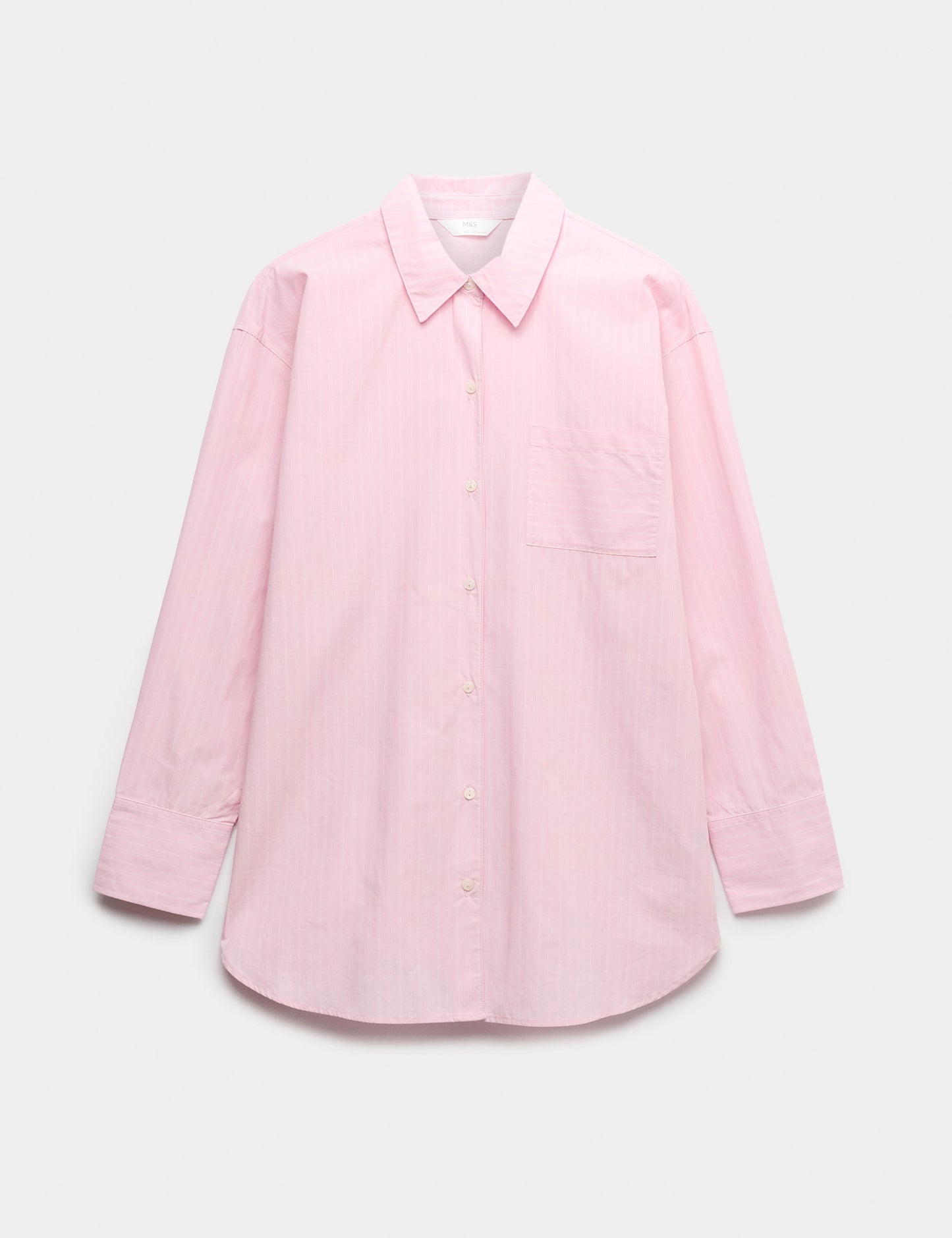 Saf Pamuklu Çizgili Poplin Pijama Üstü