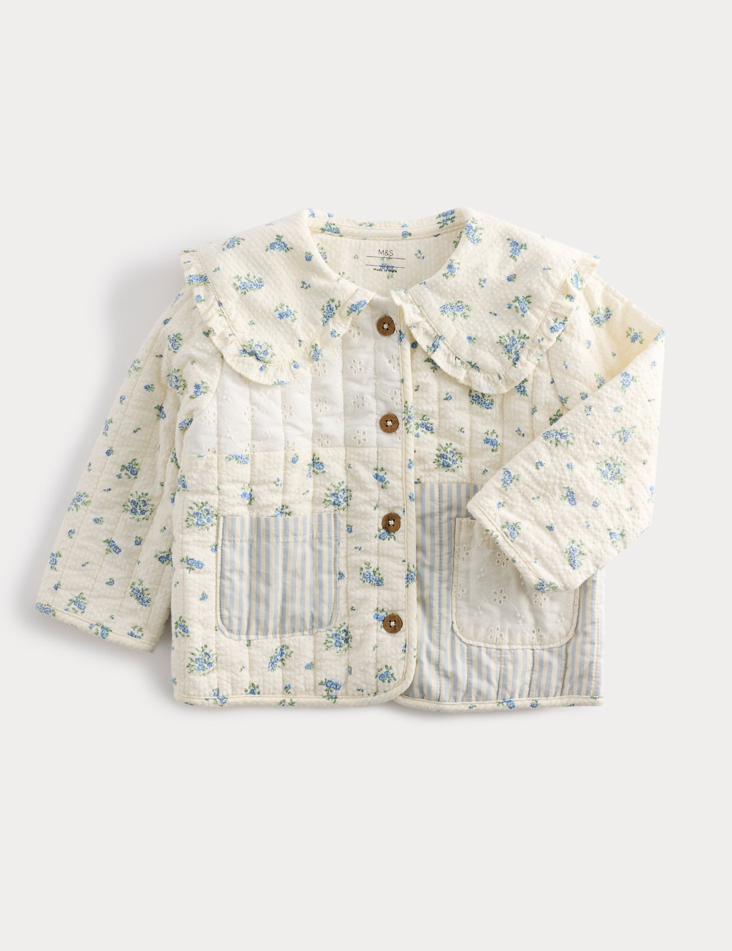 Saf Pamuk Patchwork Kapitone Ceket