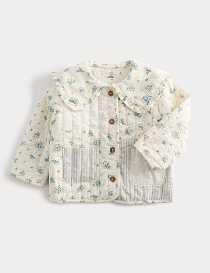 Saf Pamuk Patchwork Kapitone Ceket