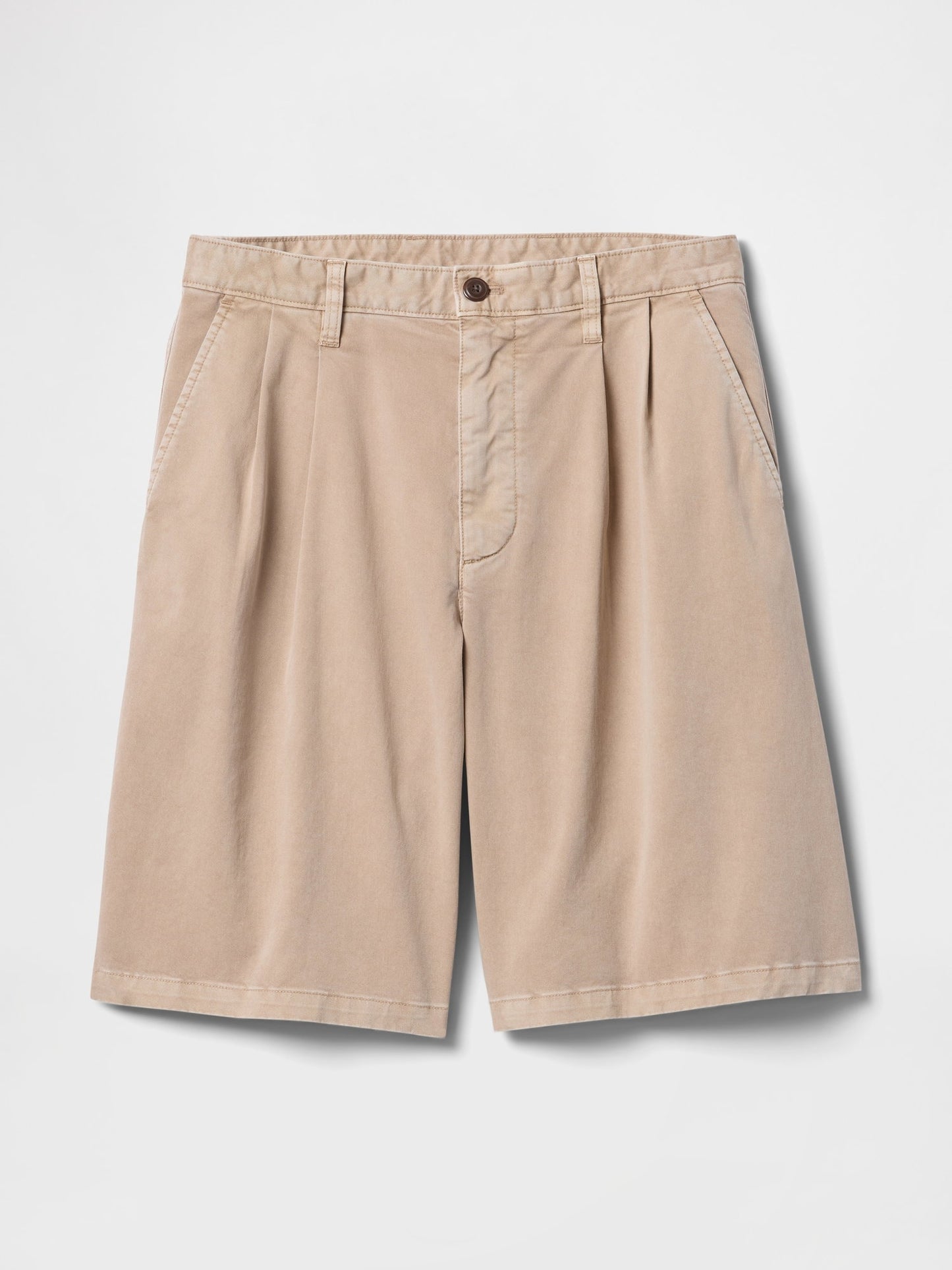 Bej Pileli Khaki Şort