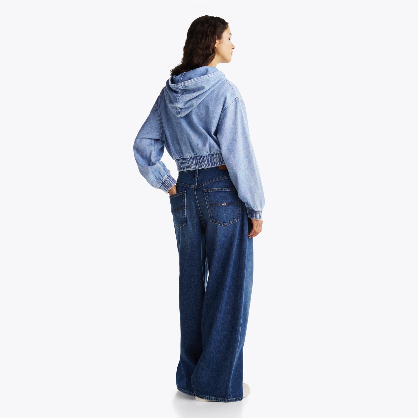 Tommy Hilfiger Tjw Denim Cropped Kadın Mavi Hoodie