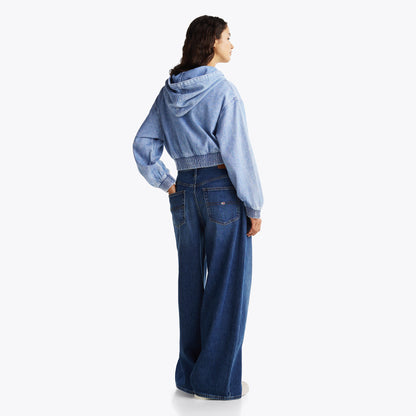 Tommy Hilfiger Tjw Denim Cropped Kadın Mavi Hoodie