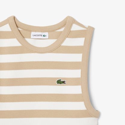 Lacoste Kız Çocuk Kolsuz Bisiklet Yaka Baskılı Kahverengi T-shirt