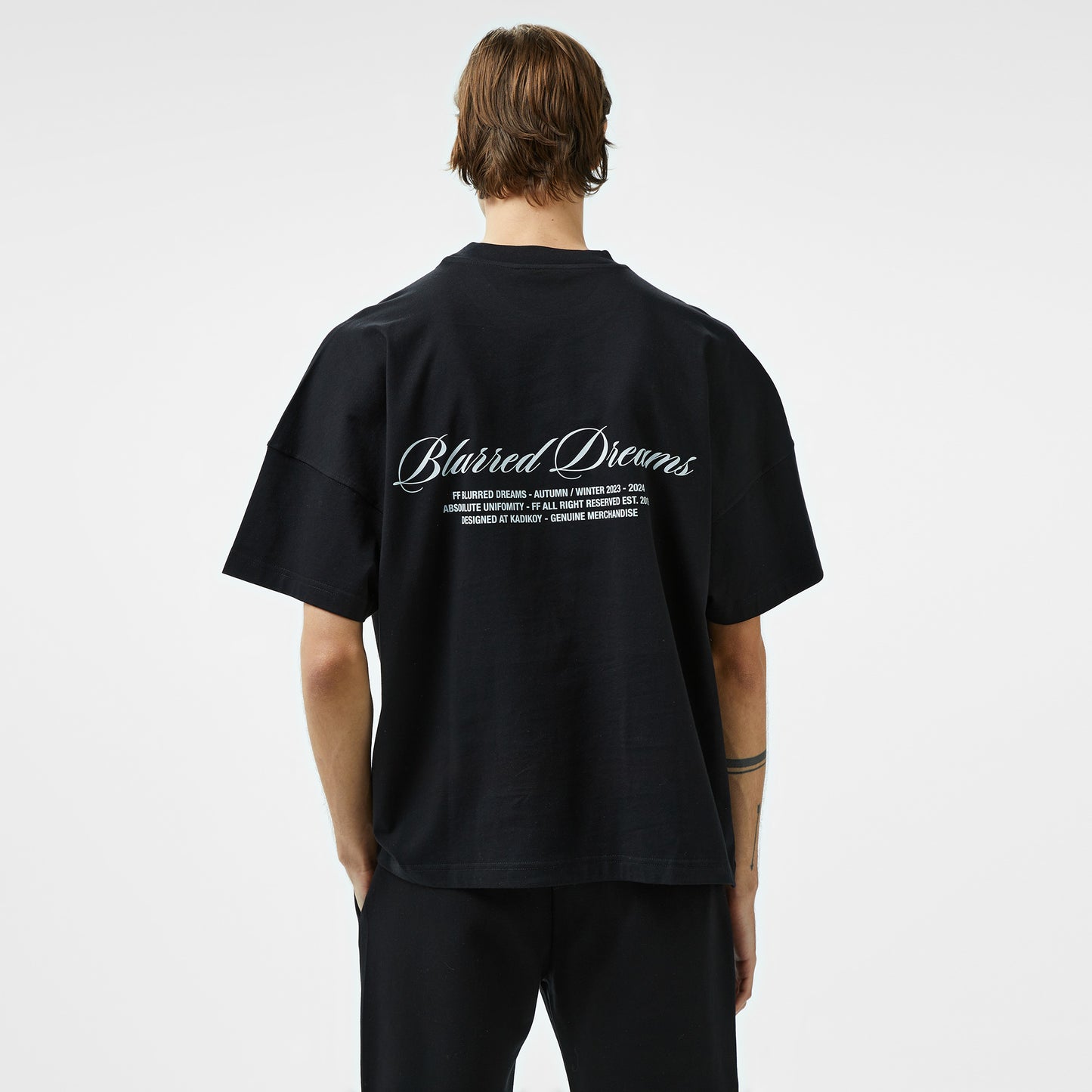Forfun Blurred Dreams Oversize Dropshoulder Erkek Siyah T-shirt