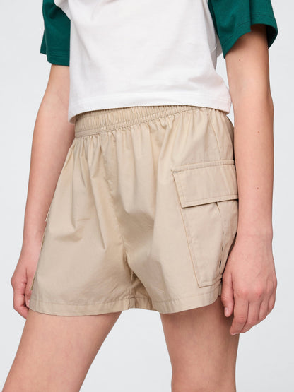 Bej Poplin Easy Kargo Şort