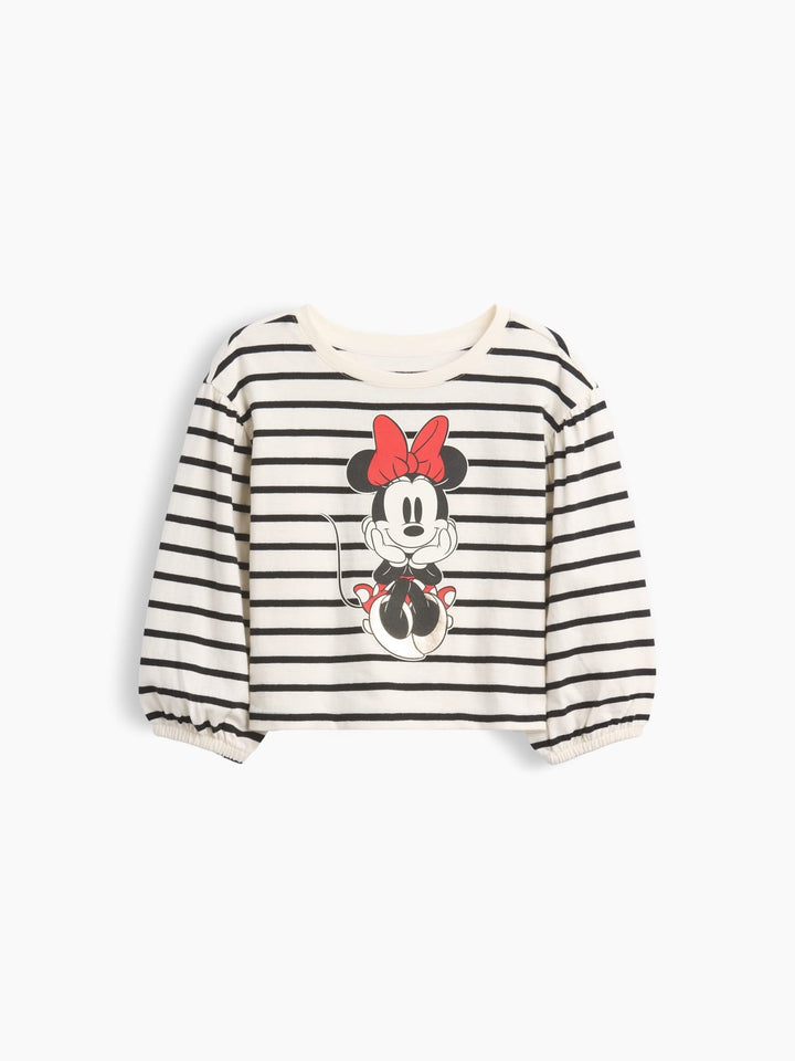 Siyah Beyaz Çizgili Disney Çizgili T-shirt