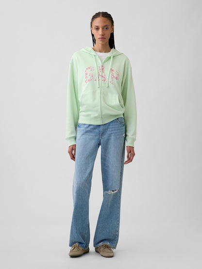 Açık Yeşil Gap Logo Fermuarlı Fransız Havlu Kumaş Sweatshirt