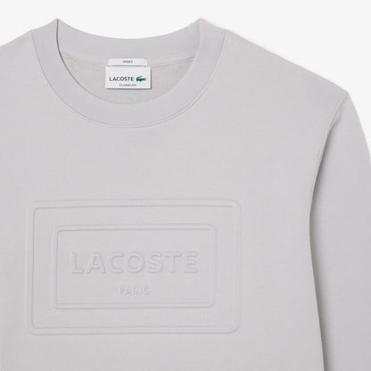 Lacoste Unisex Classic Fit Bisiklet Yaka Baskılı Gri Sweatshirt