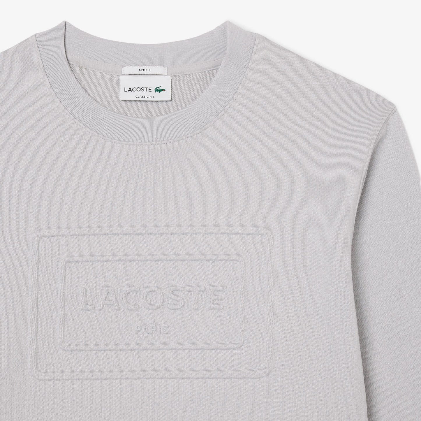 Lacoste Unisex Classic Fit Bisiklet Yaka Baskılı Gri Sweatshirt