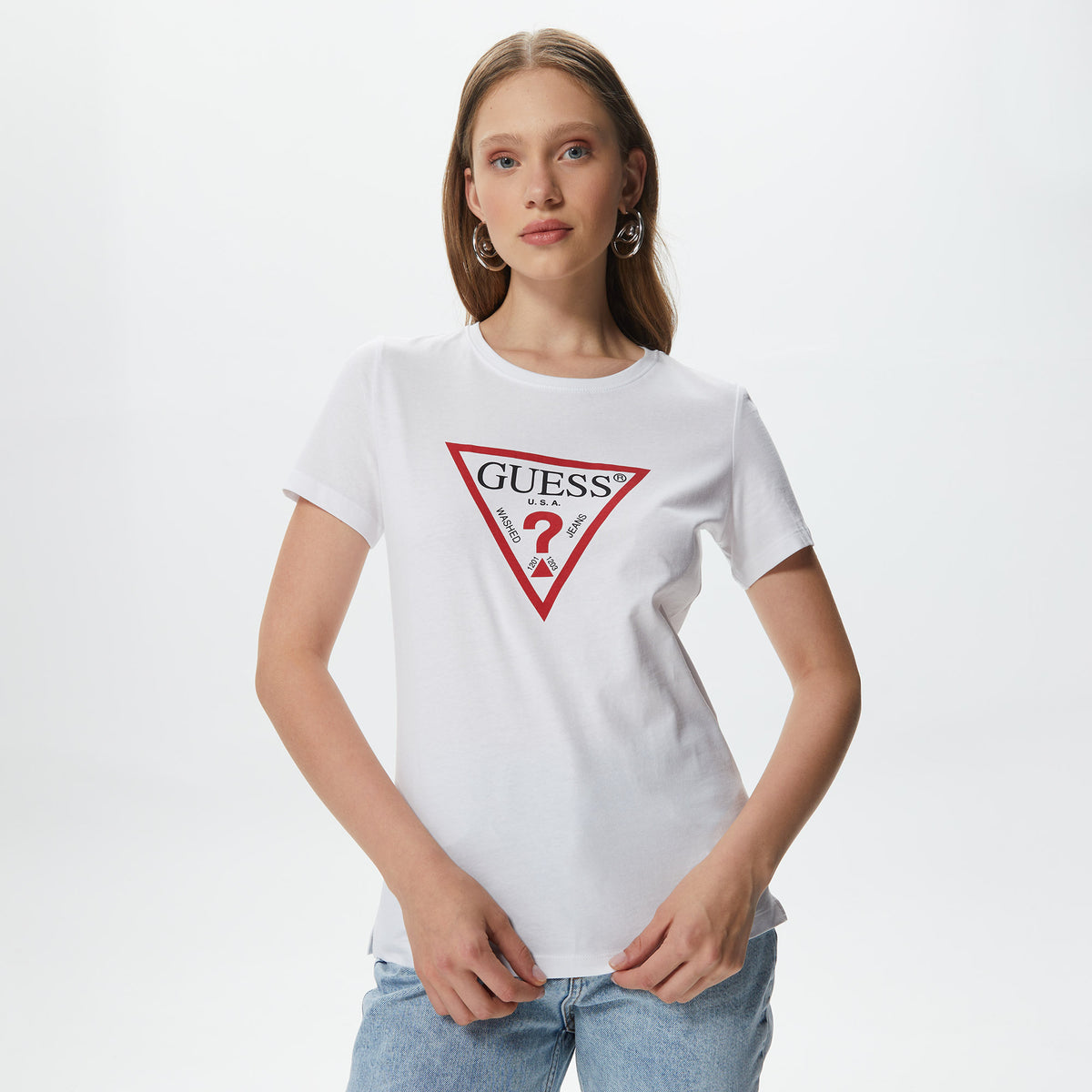 Guess Original Kadın Beyaz T-shirt