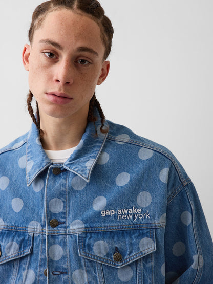 Açık Mavi Gap × Awake Ny Oversized Dotted Icon Denim Ceket