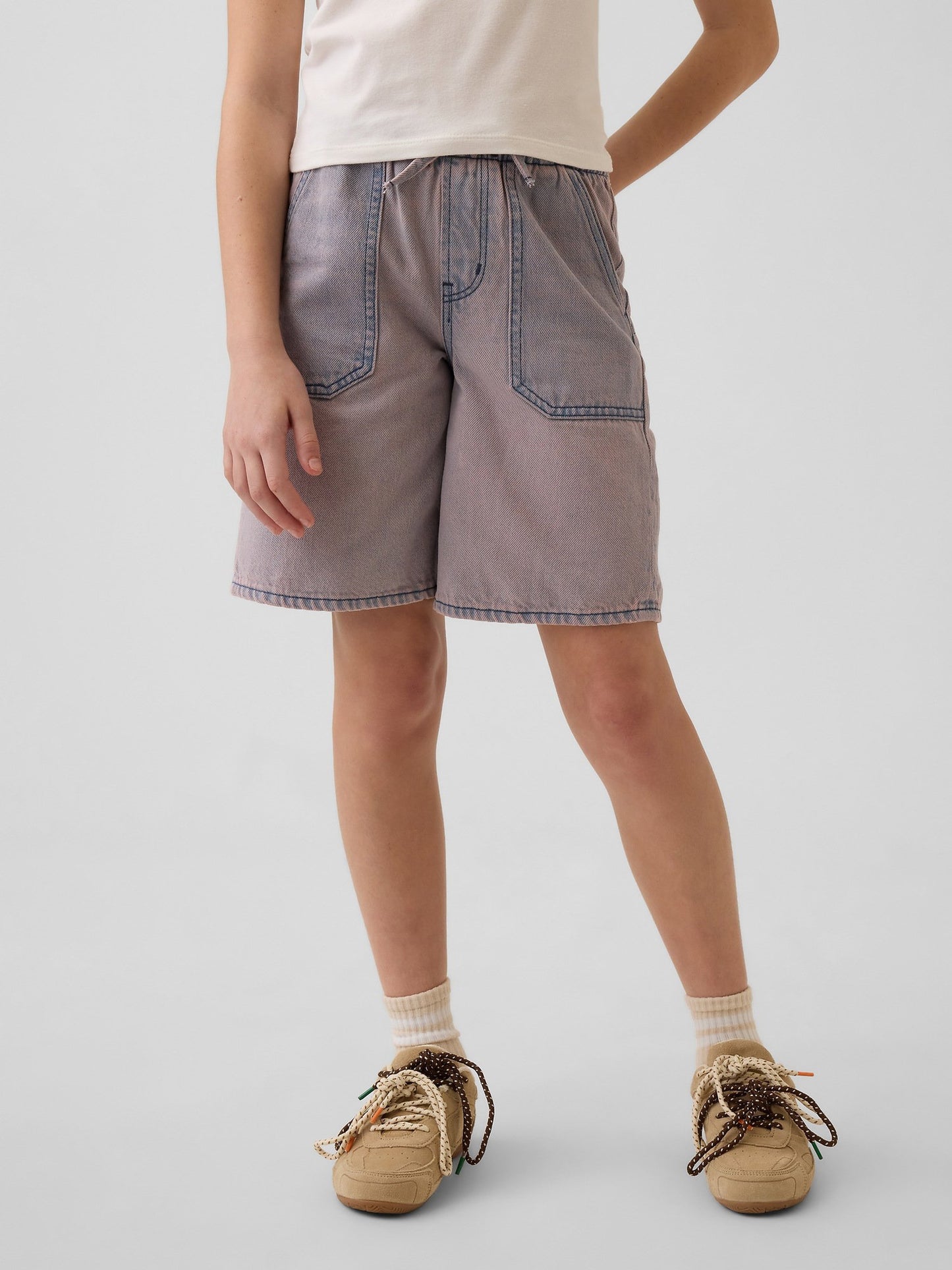 Mor Low Rise Easy Longline Denim Şort