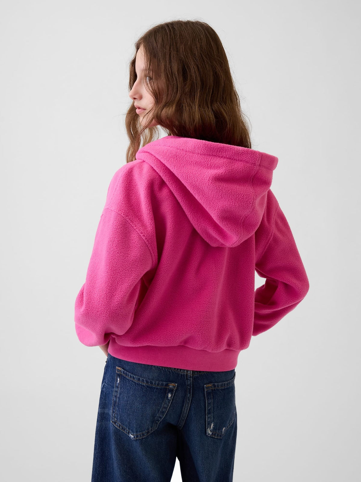Pembe Oversized Logo Fermuarlı Sweatshirt