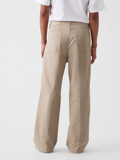 Bej Gap × Malbon Pileli Baggy Khaki Pantolon
