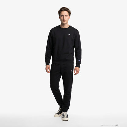 Champion Crewneck Erkek Siyah Sweatshirt