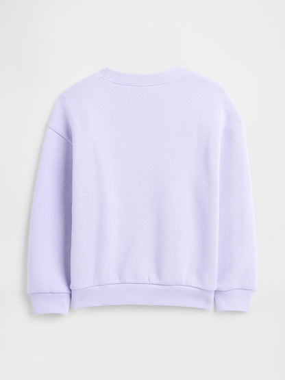 Lila Grafik Baskılı Sweatshirt
