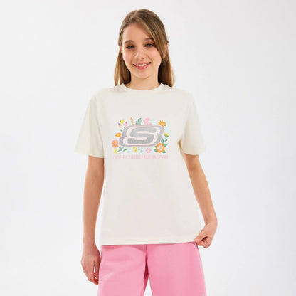 Skechers Graphic Regular Fit Çocuk Beyaz T-shirt