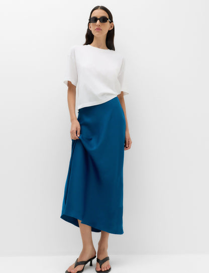 Saten Midi Slip Etek