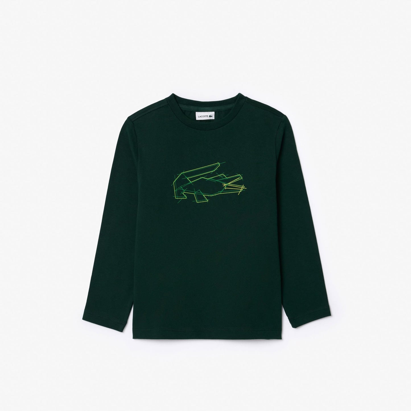Lacoste Uzun Kollu Bisiklet Yaka Baskılı Çocuk Yeşil T-shirt
