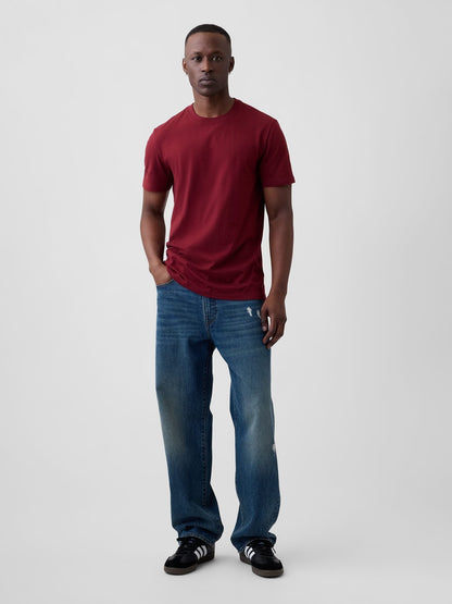 Bordo Everyday Soft Bisiklet Yaka T-shirt