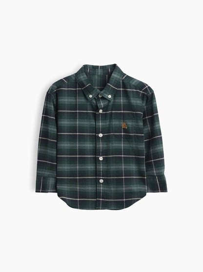 Koyu Yeşil Baskılı Oxford Oversize Gömlek