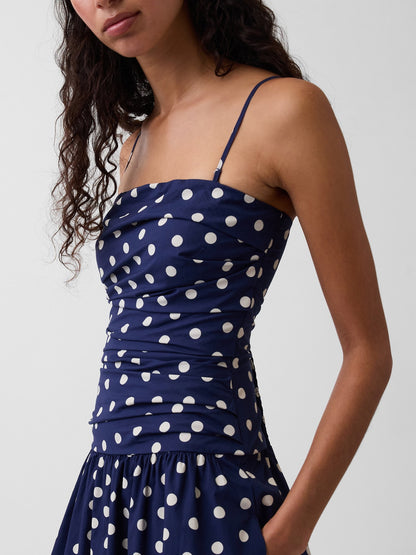 Beyaz Poplin Drop-waist Maxi Elbise