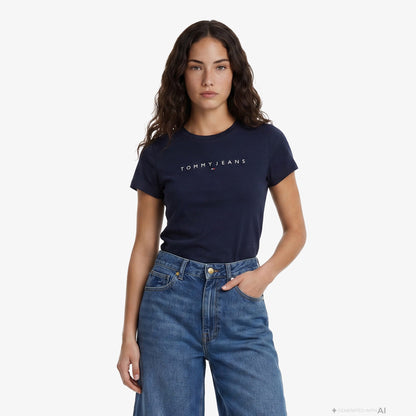 Tommy Hilfiger Linear Kadın Lacivert T-shirt