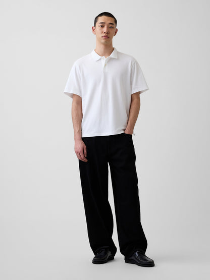 Beyaz Relaxed Pique Polo T-shirt