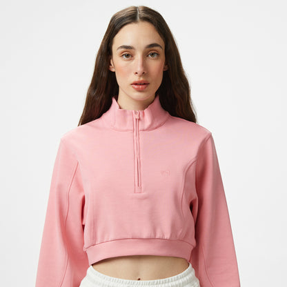 United4 Örme Crop Kadın Pembe Sweatshirt